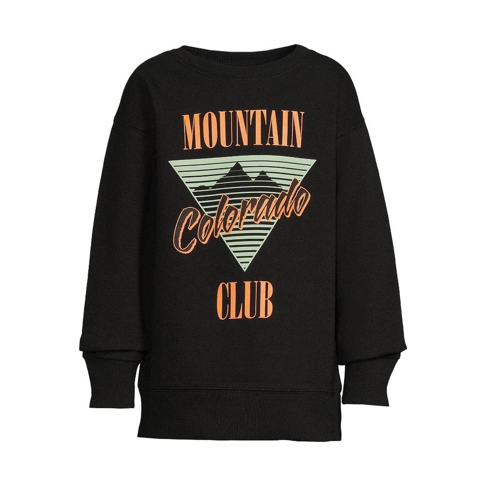 NEW Wonder Nation Boys Black Graphic Oversized Graphic Crewneck Sweatshirt